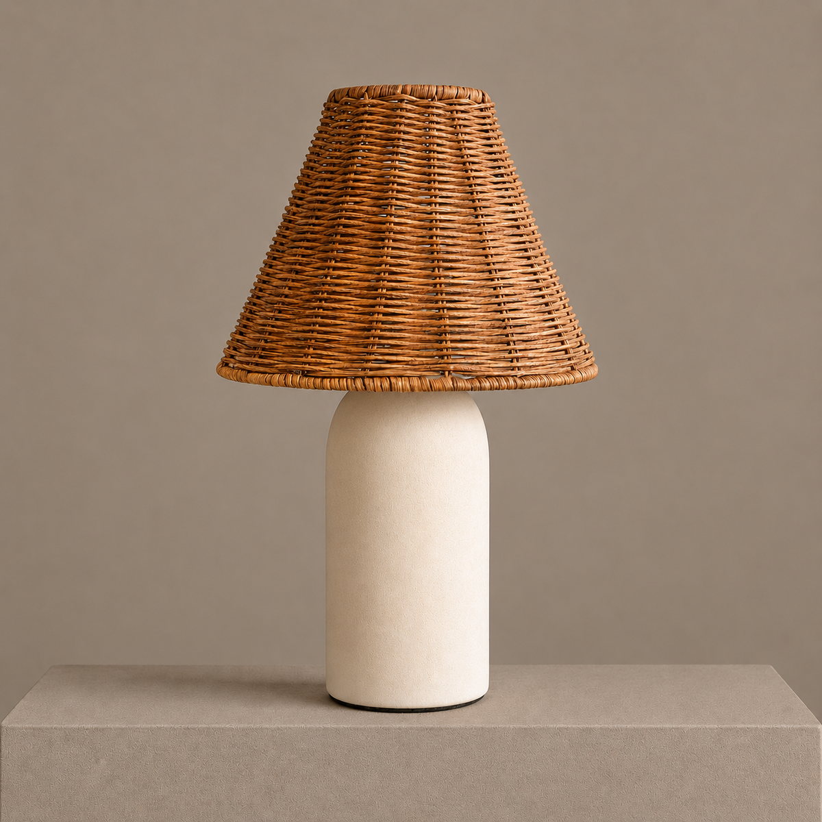 The Maren Table Lamp | Cream & Rattan