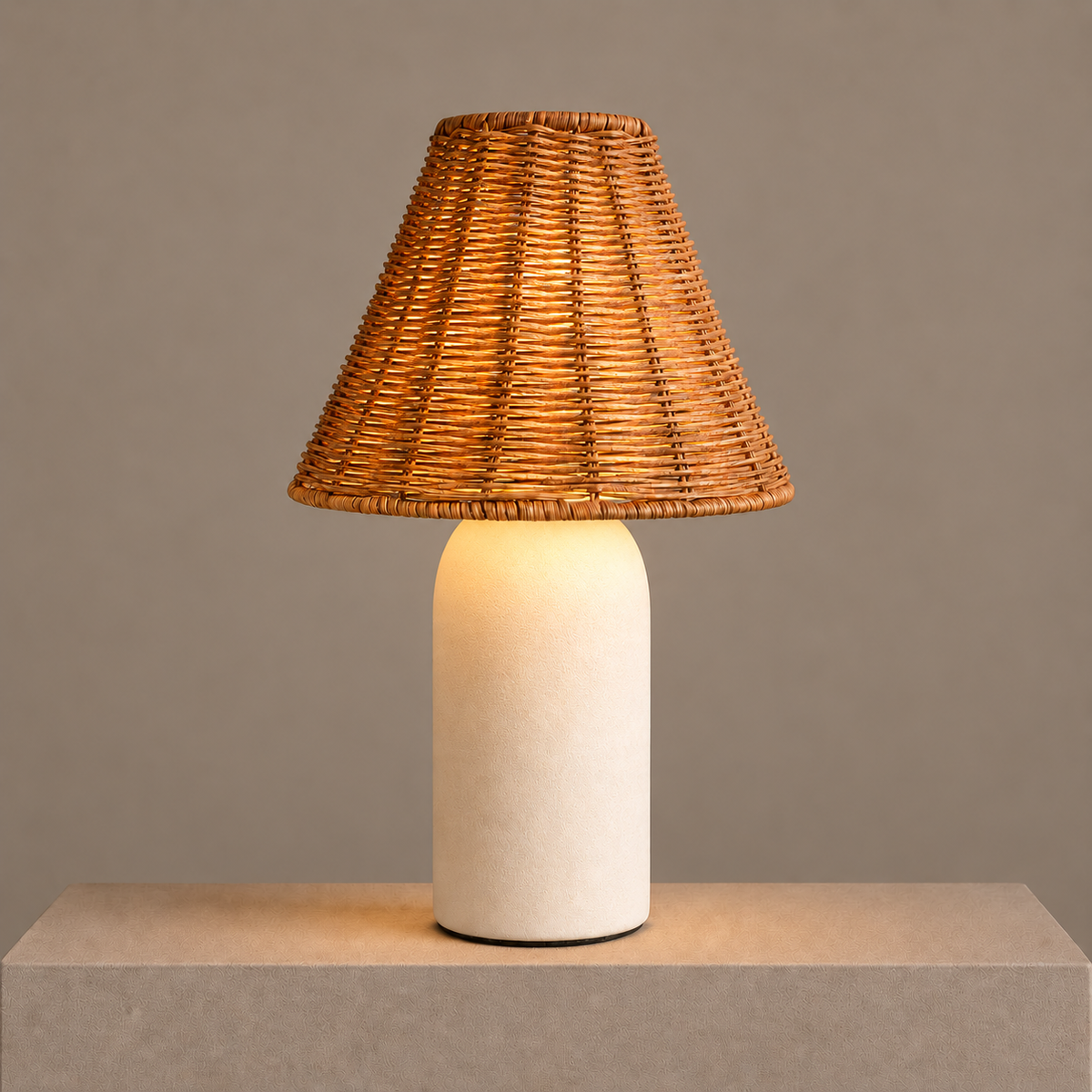 The Maren Table Lamp | Cream & Rattan